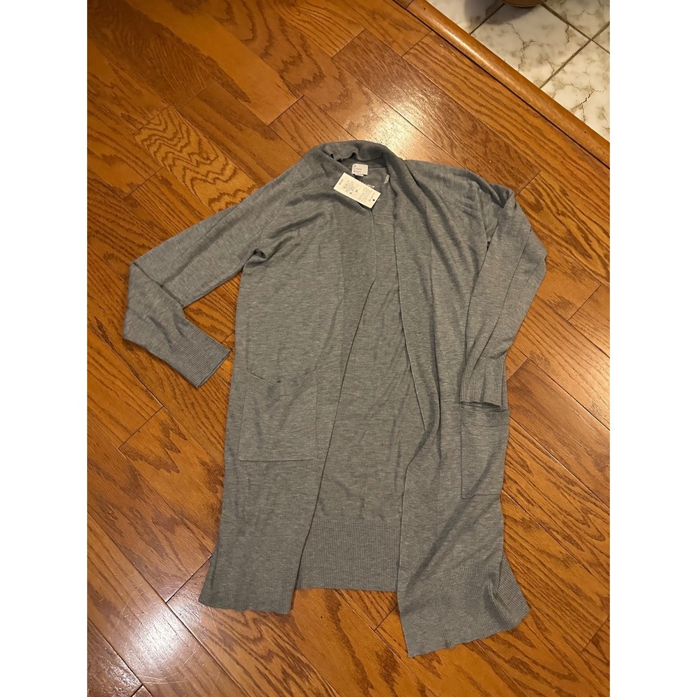 A New Day Women Gray Open Front Longline Cardigan Sweater XS NWT